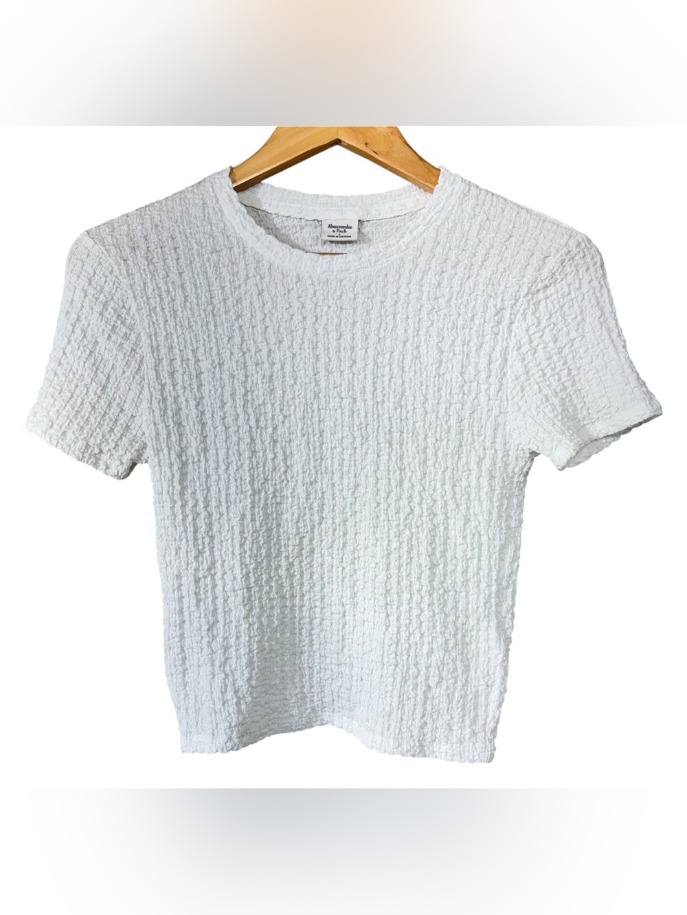 Abercrombie & Fitch Textured White Short Sleeve Tee | Women’s S